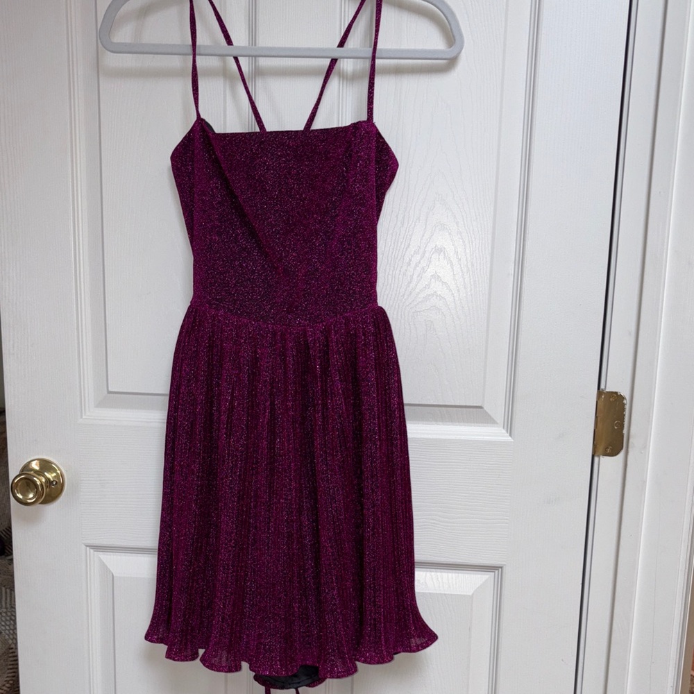 Lulu's Glittering Magenta Backless Dress